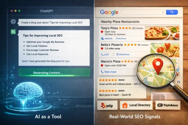 Can ChatGPT be used in local SEO showing AI vs real SEO factors