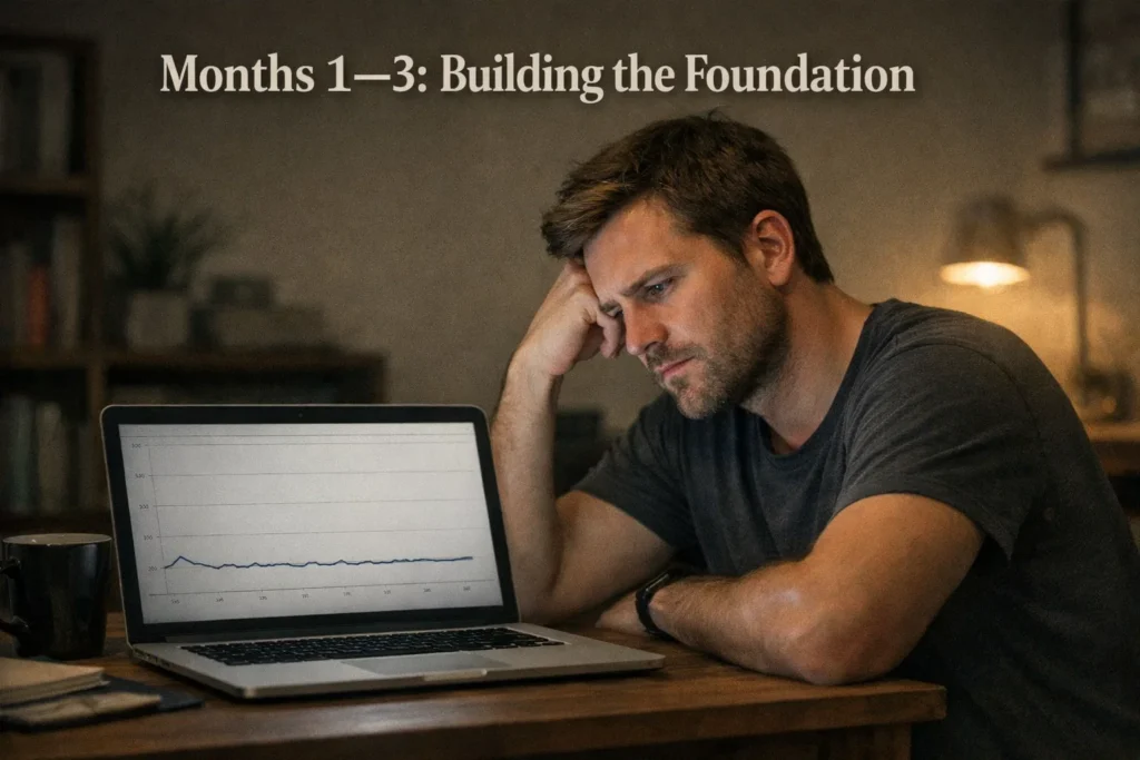 person working on website SEO with minimal traffic results